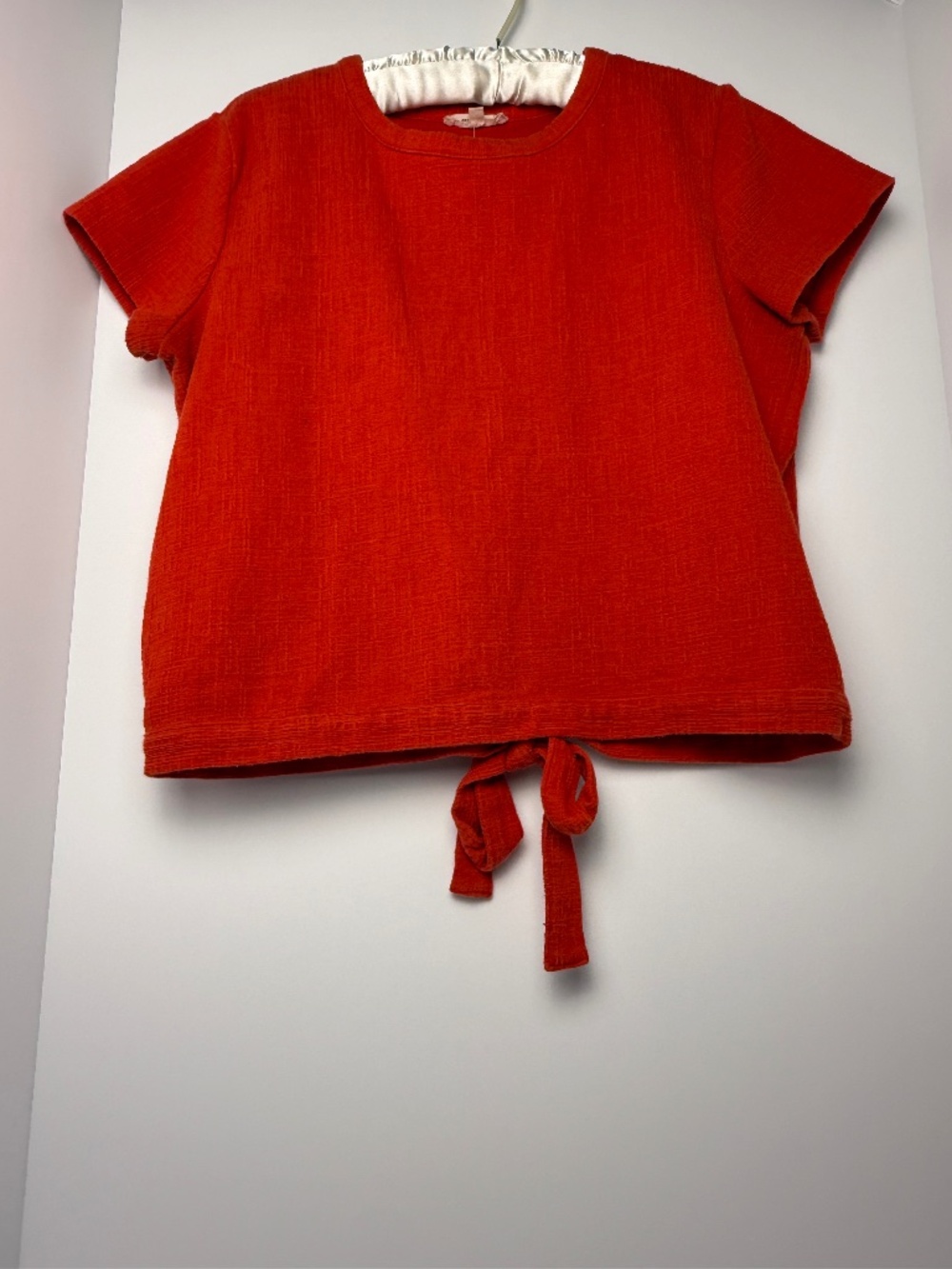 Madewell Pomegranate Red Shortsleeved Cotton Blend Open Back Shirt